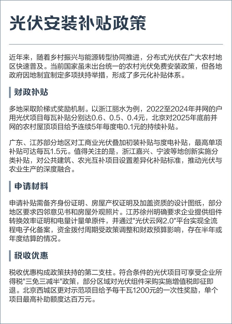 光伏发电国家补贴政策2025年还有吗？